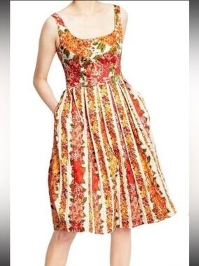ISAAC MIZRAHI Anniversary Collection 60's Retro Ivory Floral Pocket Sundress 2x